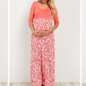Coral maternity dress